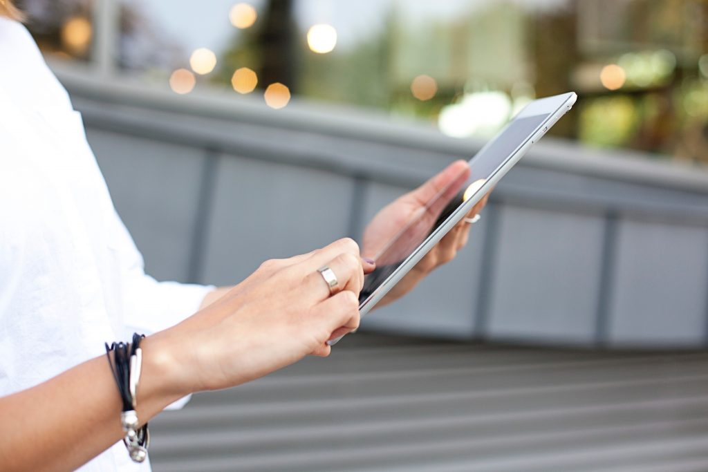 person using a tablet