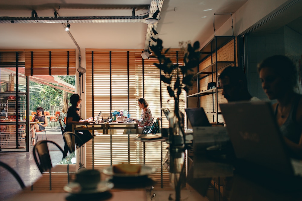 two people meeting at a coffeeshop