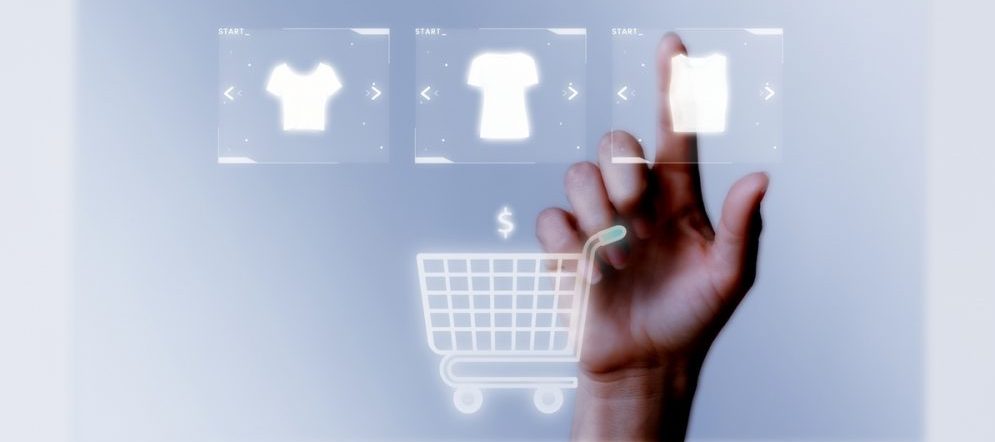 Person adding clothes psd to cart closeup for virtual shopping campaign