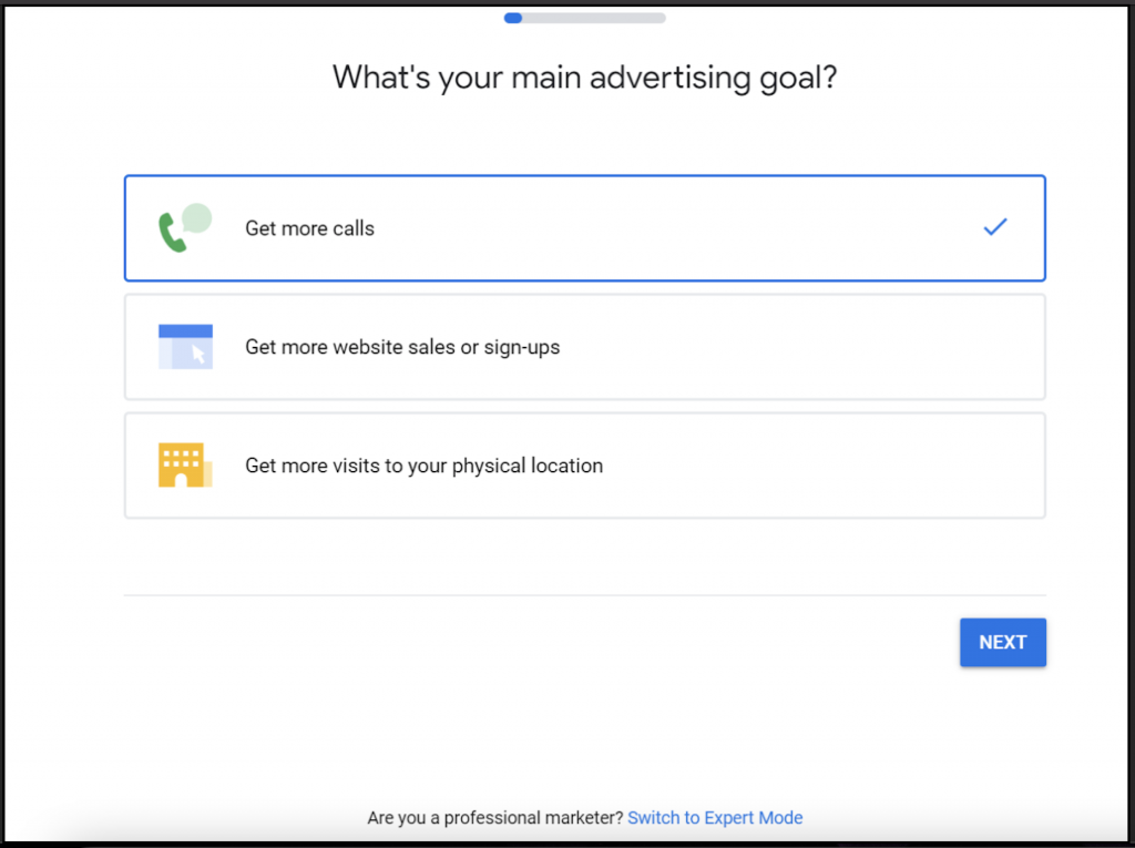 Google Ads advertising goals