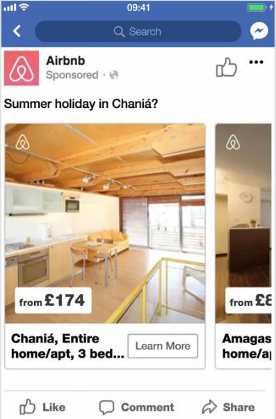 Airbnb Facebook Carousel Ad