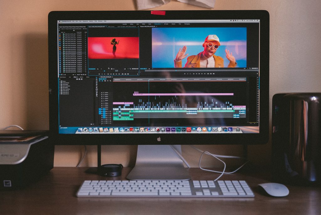 video editing software on desktop computer