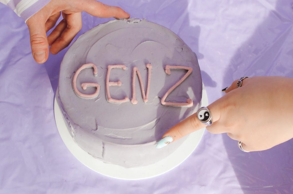 lavender cake with Gen Z on top