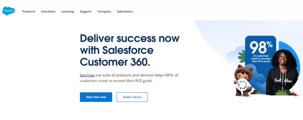 screenshot of Salesforce landing page