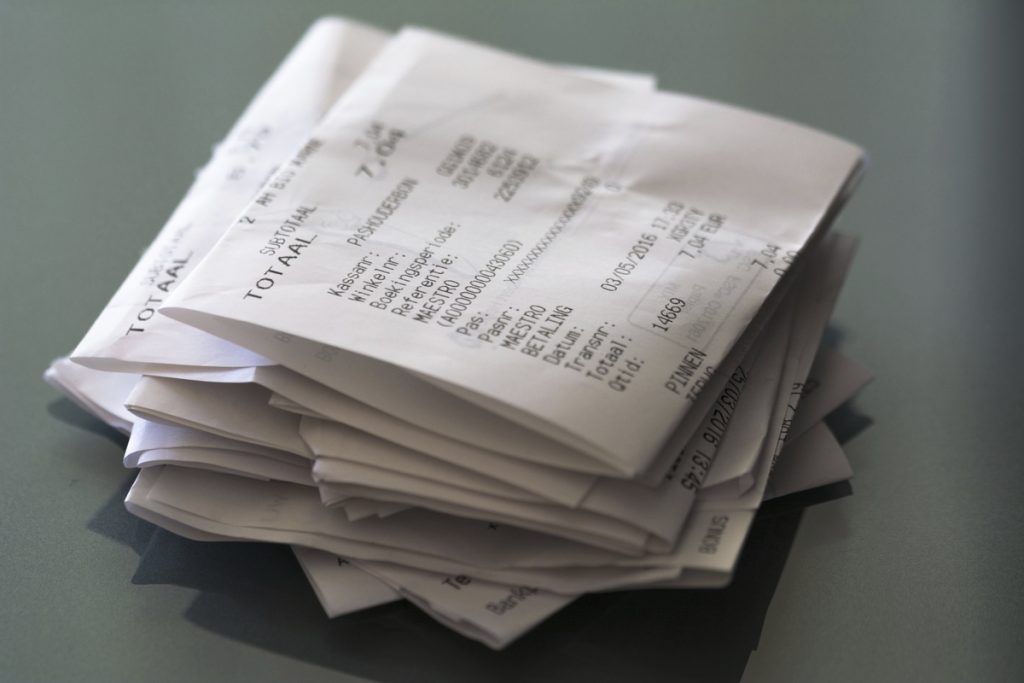 Stack of old receipt. Free public domain CC0 photo.
