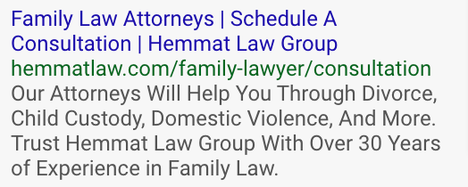 Family law ad example
