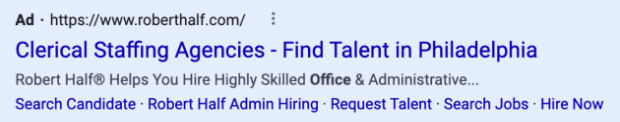 Robert Half staffing search ad