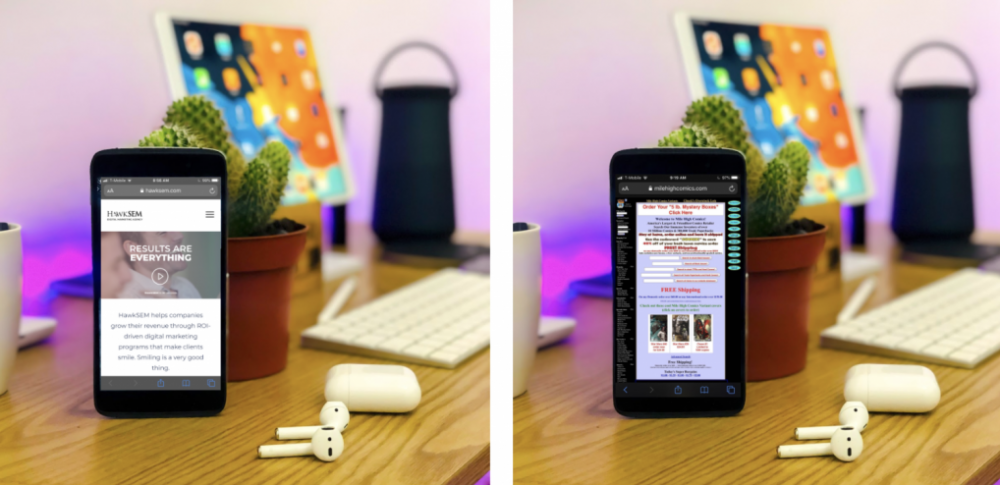 mobile friendly and non-mobile friendly sites