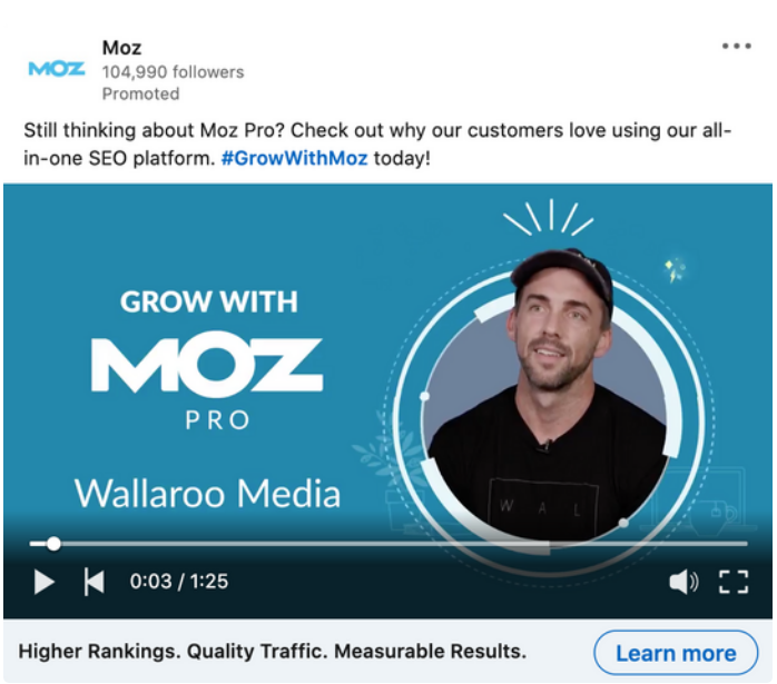 LinkedIn ad for Moz