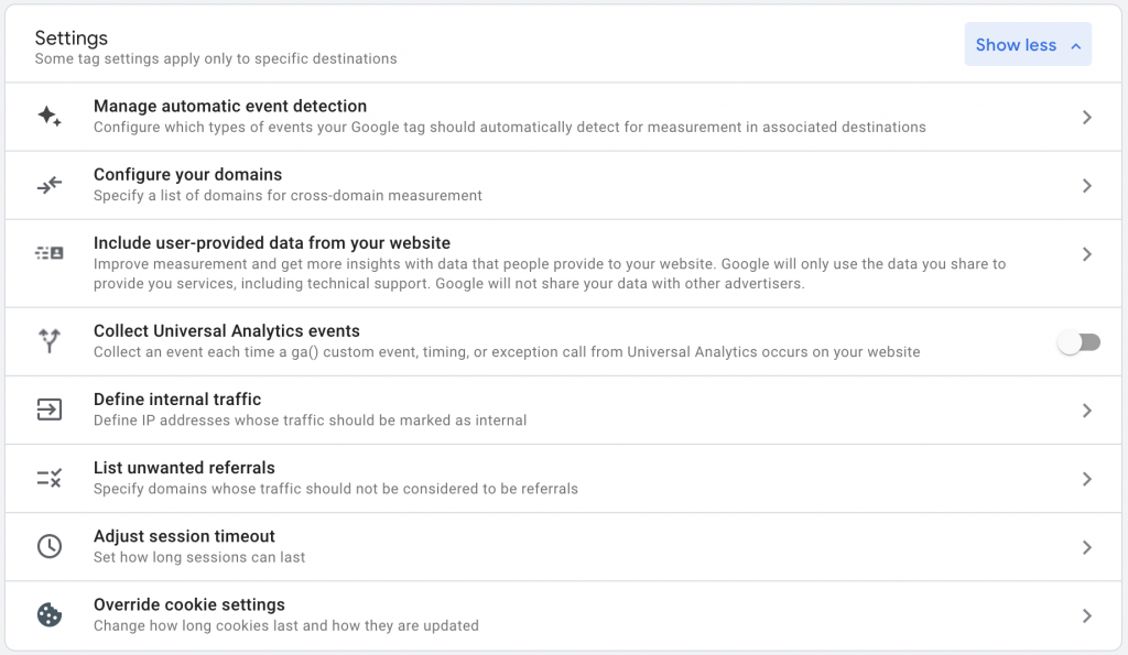 google tag manager settings