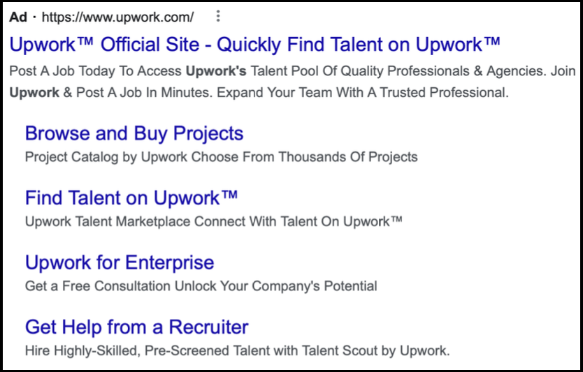 upwork paid search ad