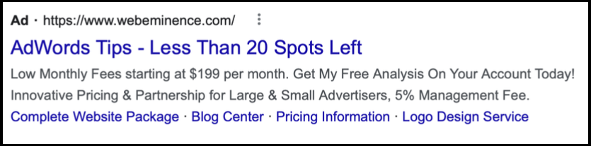 web design paid search ad