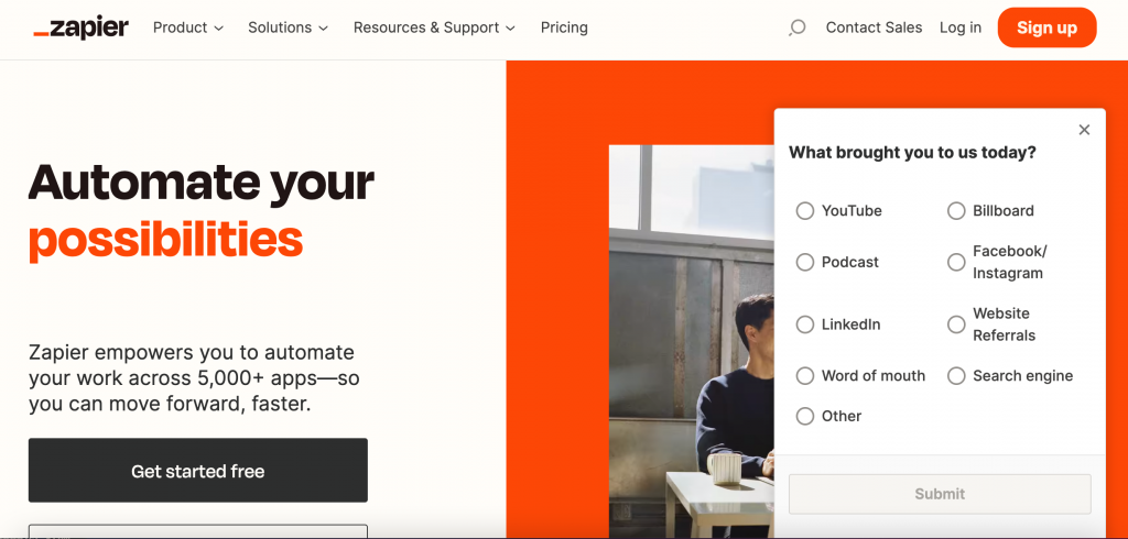 Zapier homepage