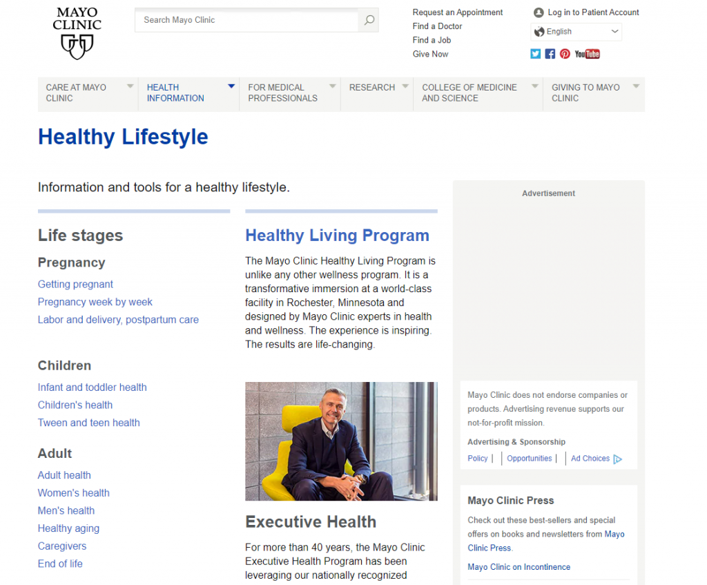 Mayo Clinic website