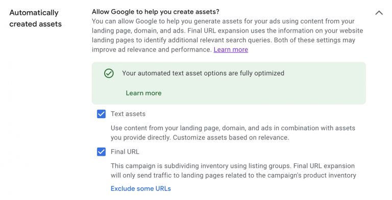 automatically created assets