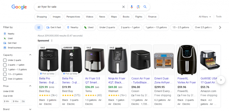 google shopping ads for air fryers