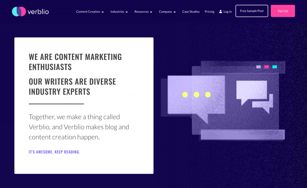 Verblio homepage for hiring content writers