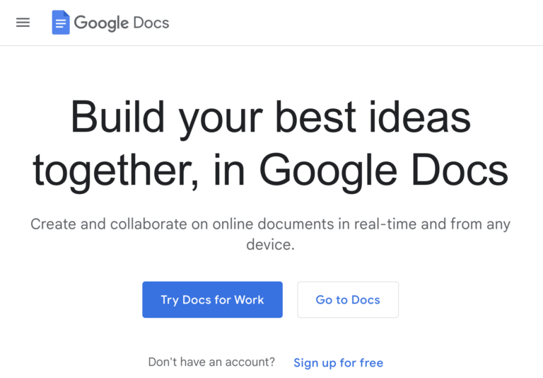 Google Docs writing tool