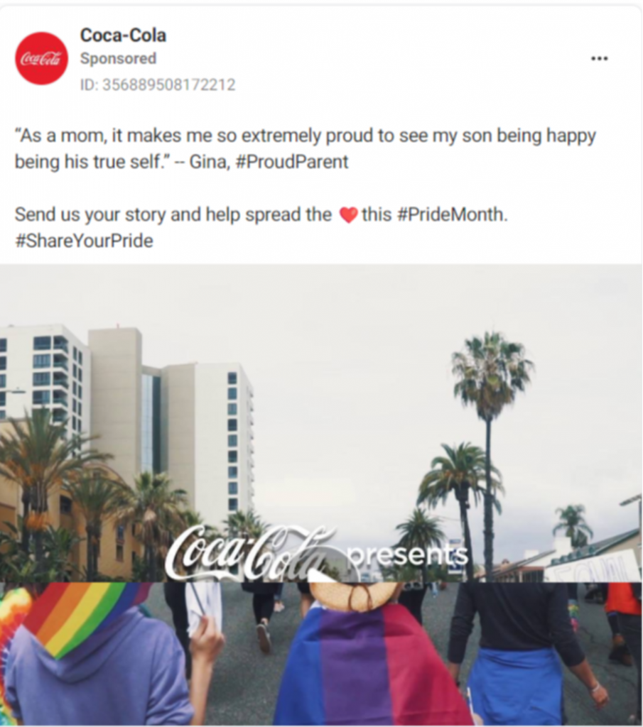 facebook ad by coca cola