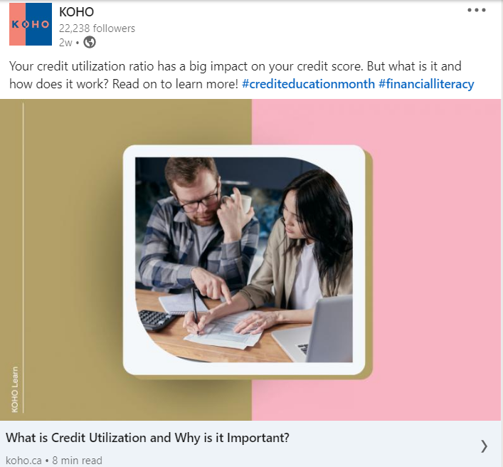 Koho content marketing example