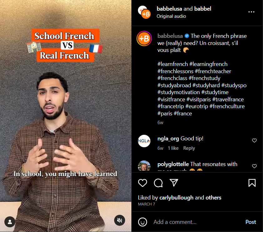 Source: Babbel Instagram