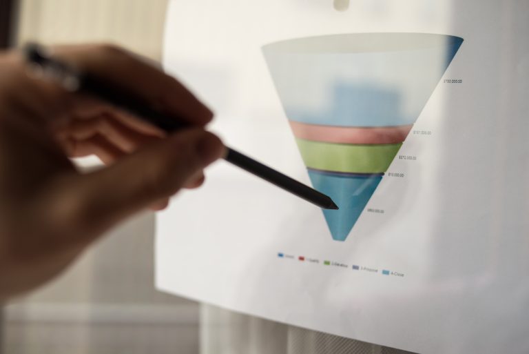 hand drawing a marketing funnel