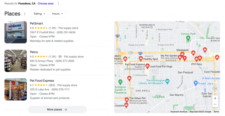 petsmart local seo screenshot