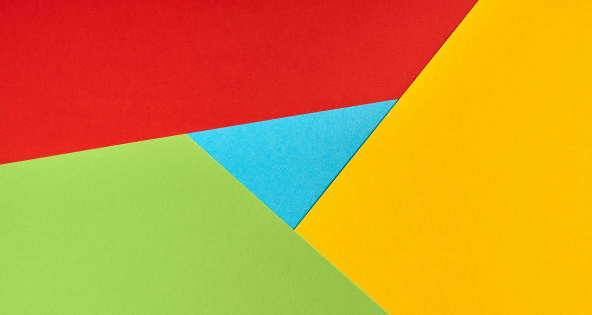 Popular browser logo from paper. Red, yellow, green and blue colors. Colorful and bright logo