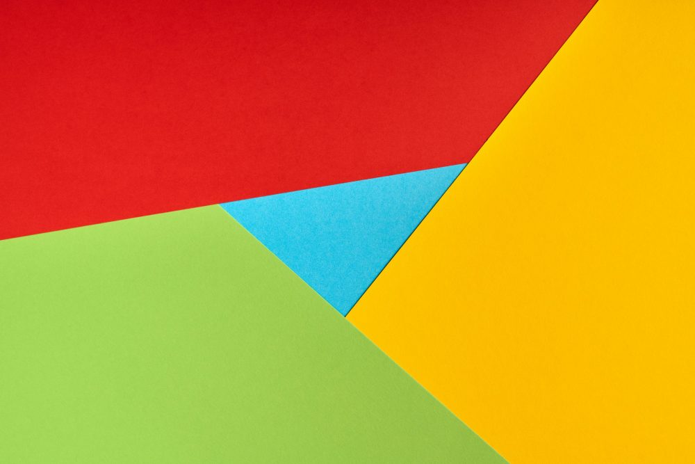 Popular browser logo from paper. Red, yellow, green and blue colors. Colorful and bright logo