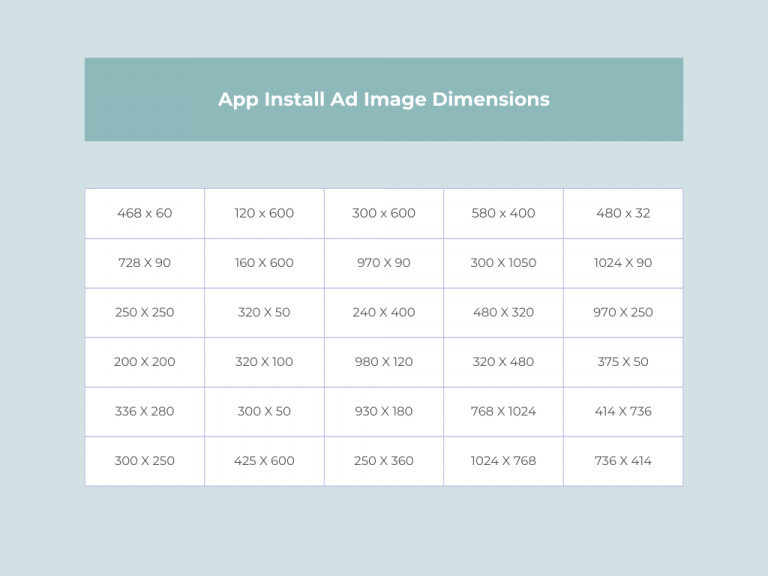 App ad for installs: image dimensions