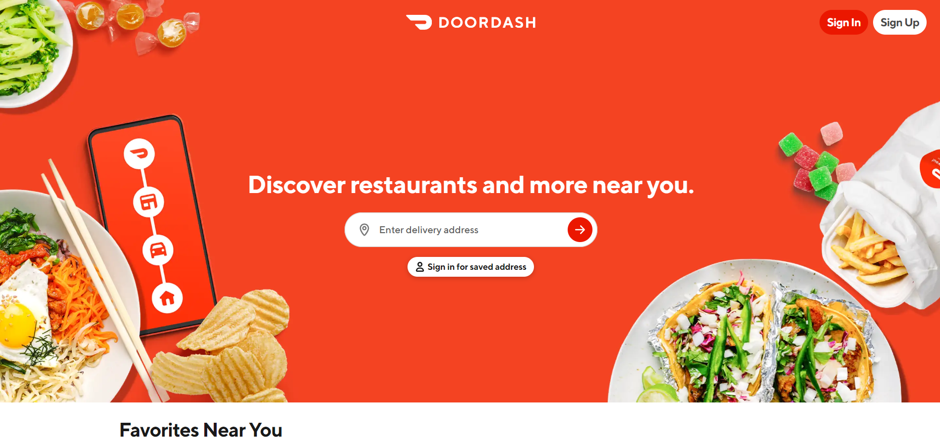 Doordash landing page