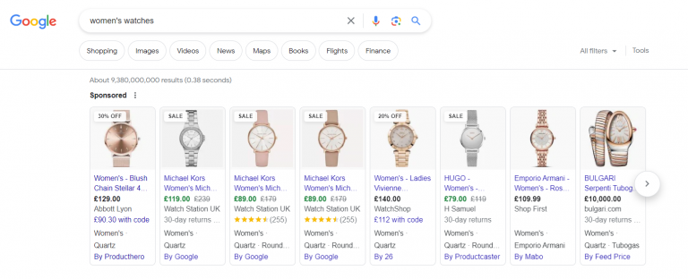  Google Shopping results for keyword: “women’s watches