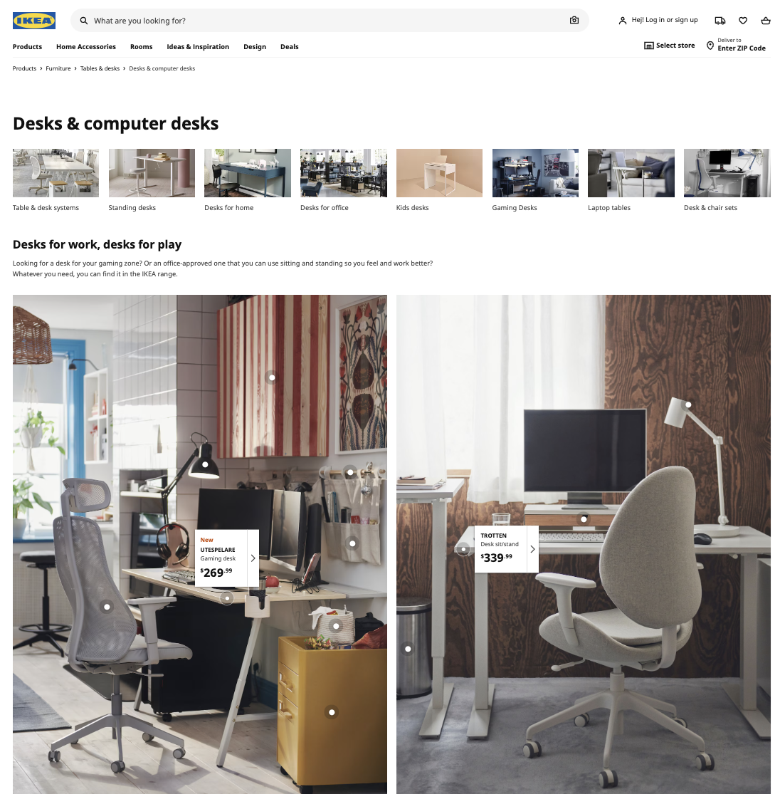  Ikea Desks ecommerce landing page example