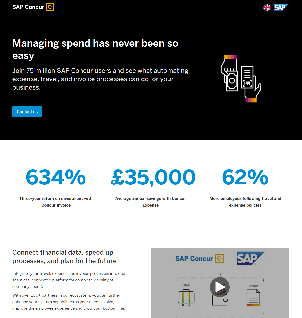 SAP Concur B2B landing page