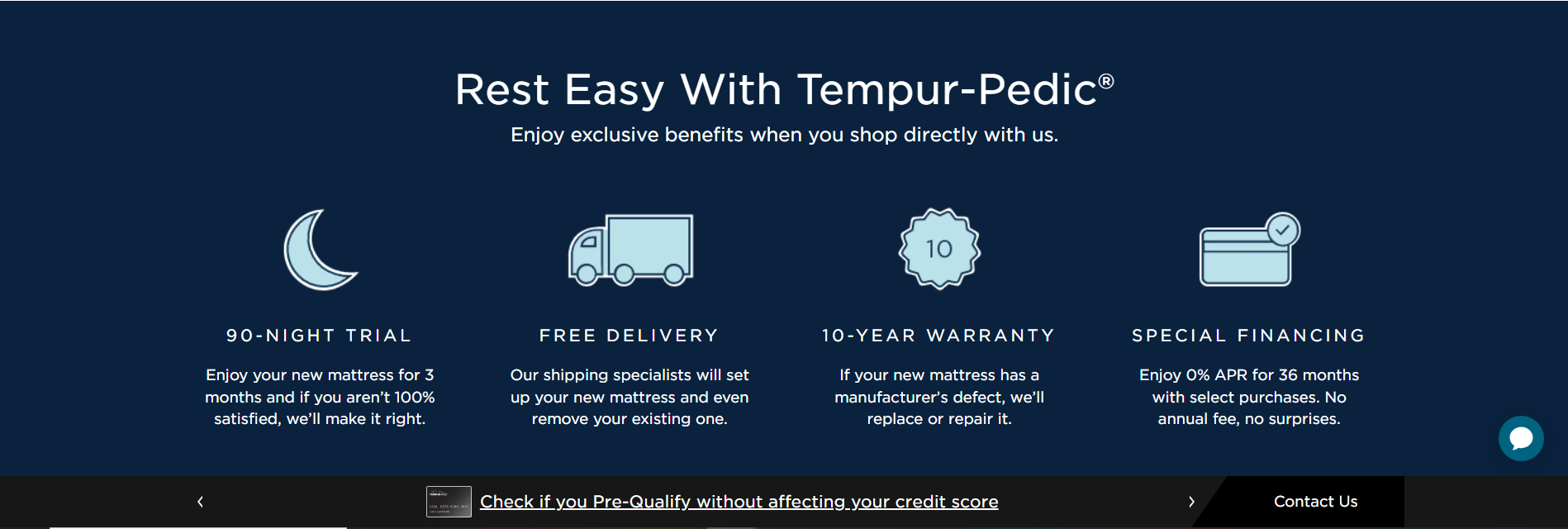 Tempur-Pedic landing page.