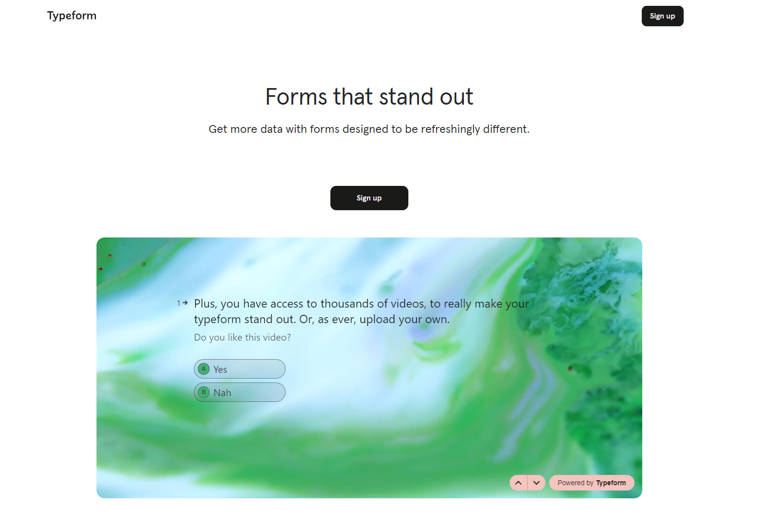  Typeform B2B landing page, with an interactive form