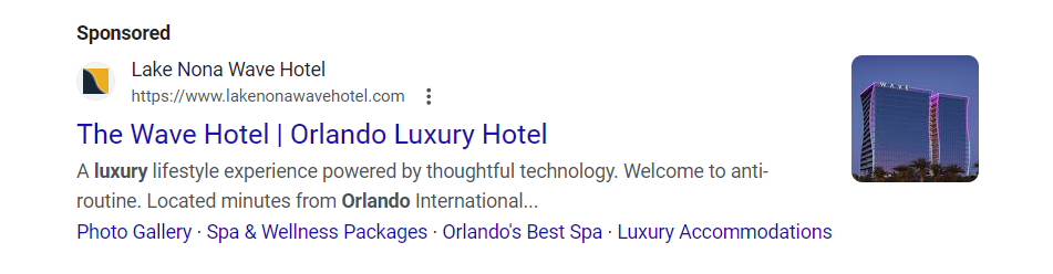 Wave Hotel PPC ad