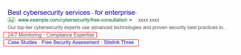 Google Ads assets (sitelinks and callout extensions)