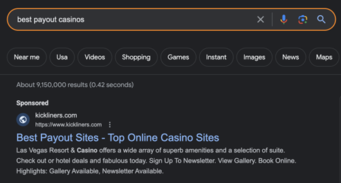 PPC for casinos keywords