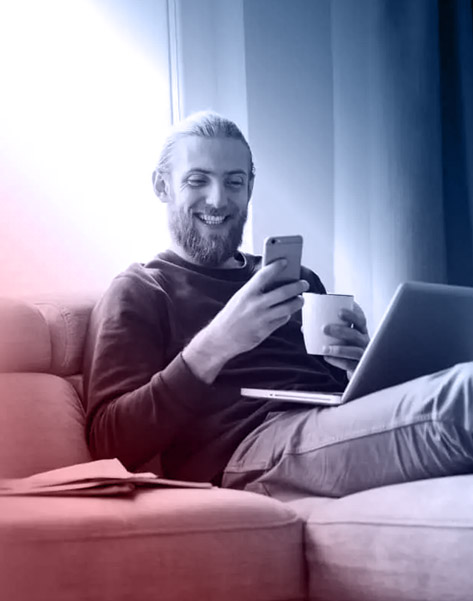 Man scrolling social media