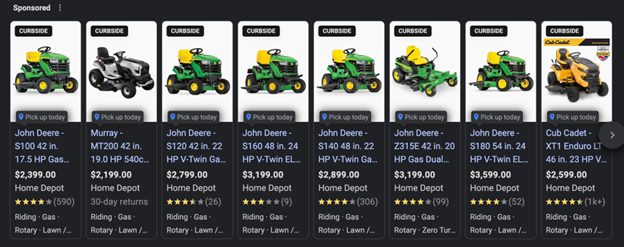 Riding mower ads