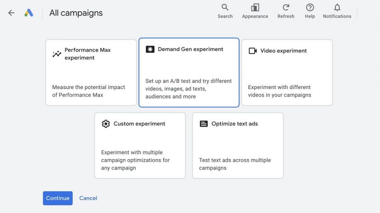 Run demand gen ad experiments