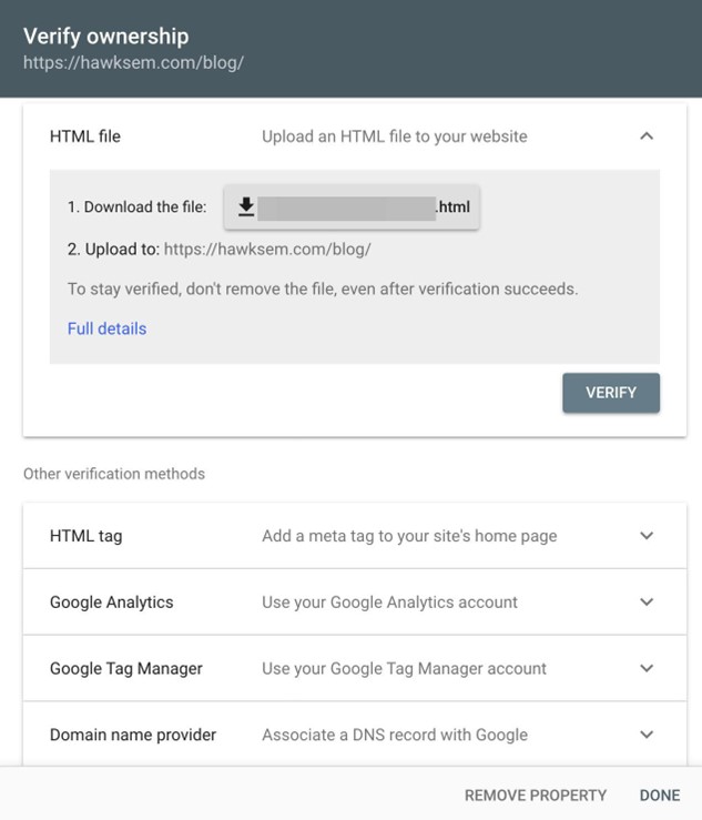 verify site ownership