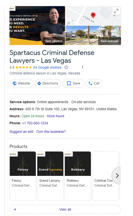 Google Business Profile for Spartacus Criminal Defense Lawyers