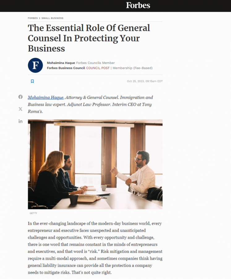 Example of a guest post on Forbes website