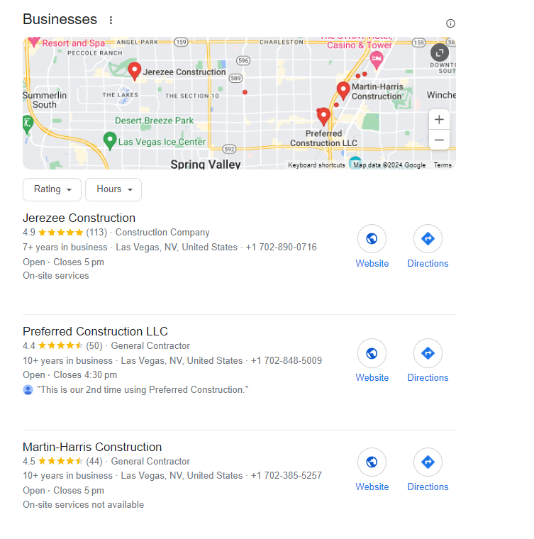 Google Map Pack in Google Search results