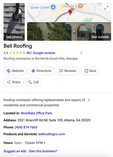 Google results page