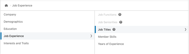 LinkedIn ad target job experience
