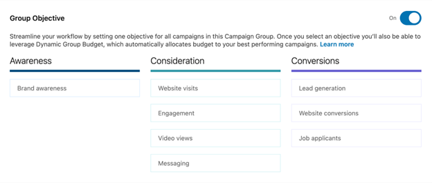 LinkedIn campaign objective