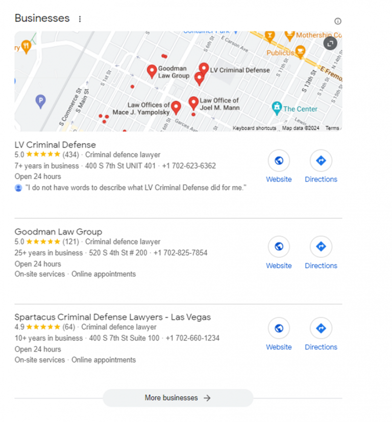 Local snack pack in Google search